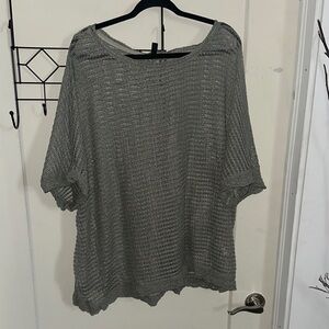 Maxi Blue Open Knit Blouse 3XL